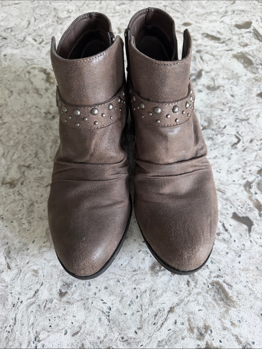 Falls Creek Studded Taupe Women's Ankle Boots - Casual Western Style